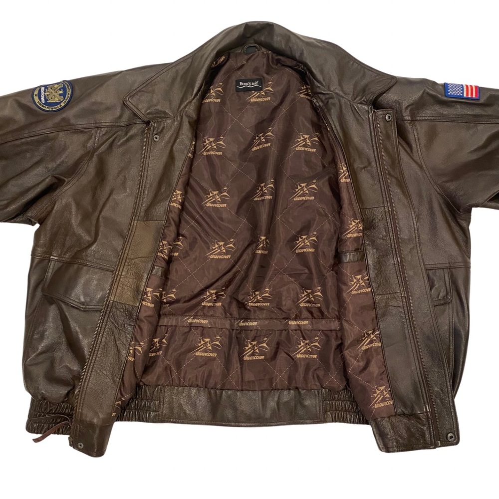 Bunkers Bay Leather Bomber Jacket - Top Gun Dealer Undercover w/ Patches - 3XL - Picture 2 of 9